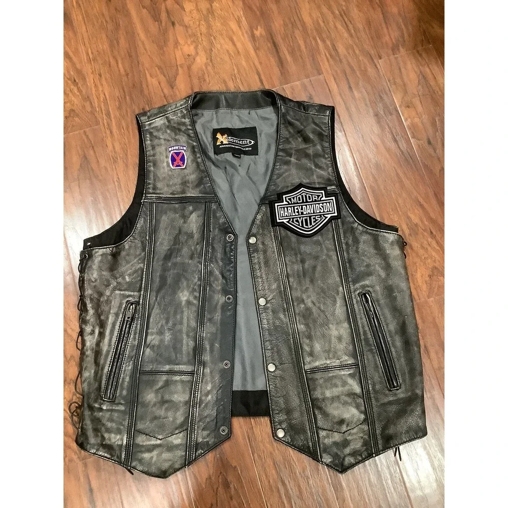 Xelement Advanced Motorcycle Gear Leather Vest 2XL Adjustable Sides Pockets
